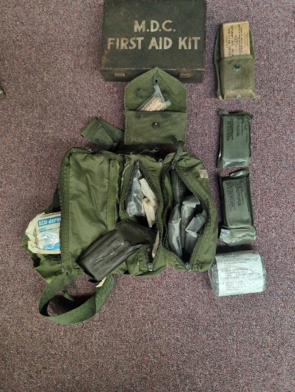Military First Aid kits WW II metal box