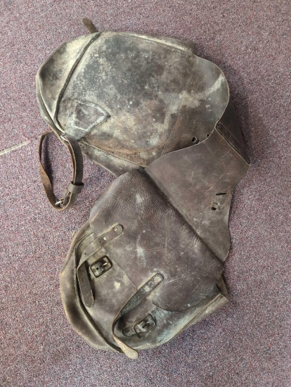 Old leather saddle bags