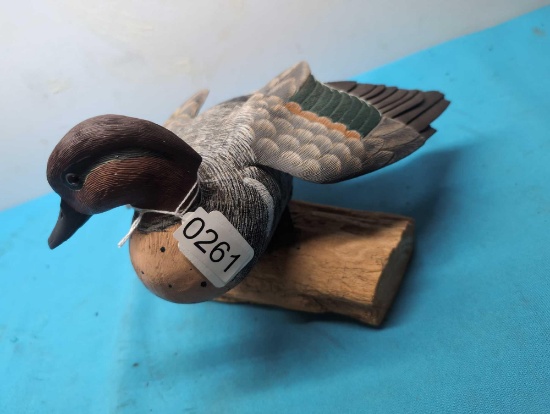 William Veasey carving teal duck