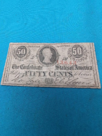 Confederate 50 cent bill 1863