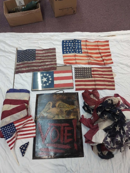 48 star flag Tin Vote sign flags bunting