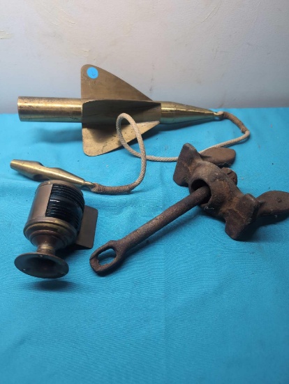 3 nautical items taffrail log light anchor