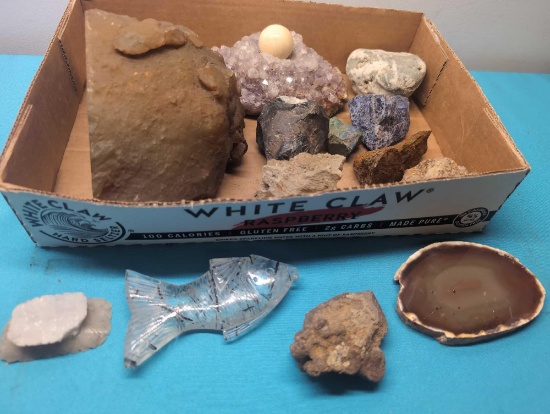 Great collection of rocks agate geode fish etc