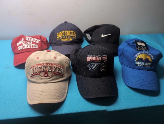6 baseball caps Buckeyes Indians Nike etc