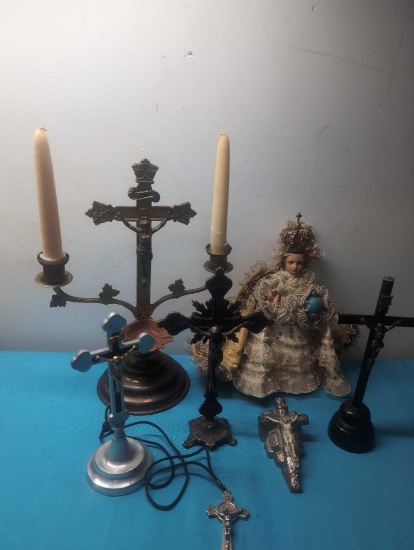 Vintage religions items crucifixes etc