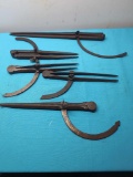 5 pairs of mid 1800s hand forged calipers