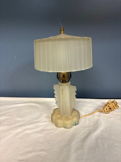 Antique Art Deco Frosted Glass Lamp 12 inch tall