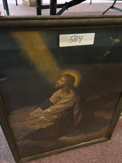 Jesus in The Garden Print Antique Medicine Cabinet