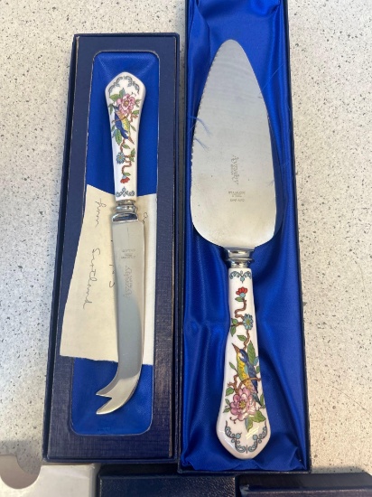 Aynsley cake knife and cheese knife in boxes