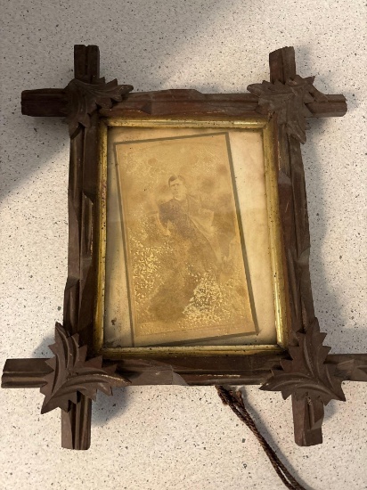 tramp art picture frame 11 1/2 half x 13 1/2
