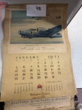 1941 Thompson products air craft calendar complete