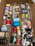 Sewing lot vintage buttons and thread