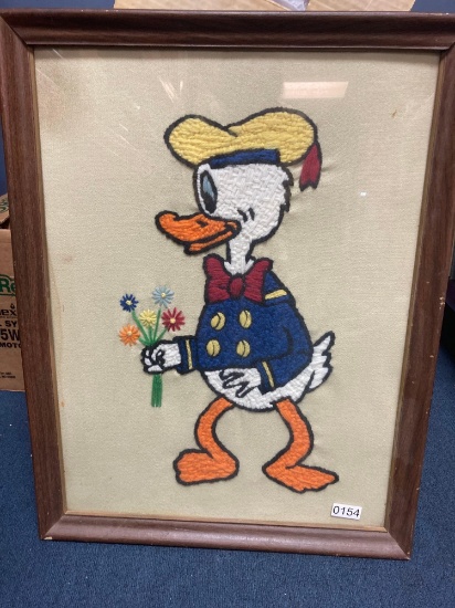 Framed needlepoint Donald Duck