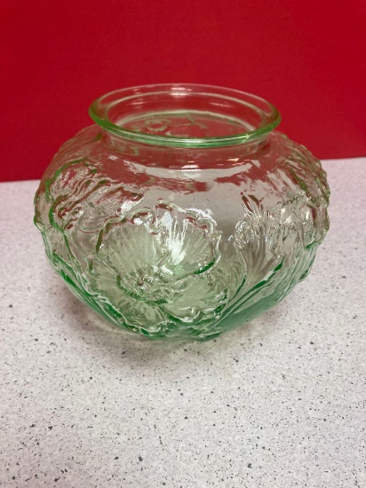 Vintage Tiffin green poppy vase