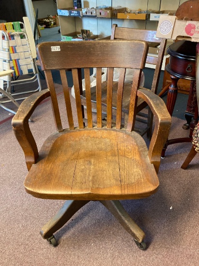 Antique Taylor wood office desk chair