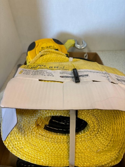recovery strap with loop ends retractable tow strap