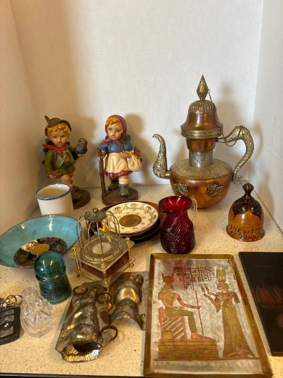 Hummel statues copper coffee pot rabbit molds copper plates etc. et