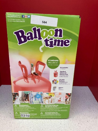 New in box Balloon Time helium tank 30 balloons ribbon