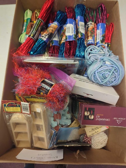 Craft Supplies-- metallic twist, mini wood doll display box, ornament kit and more