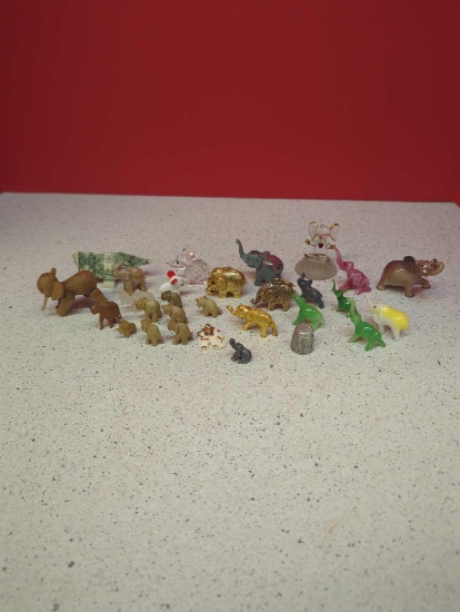 Elephant Figurines-- Bone China, glass, Swarovski, wood, carved stone, pendants, pewter, origami
