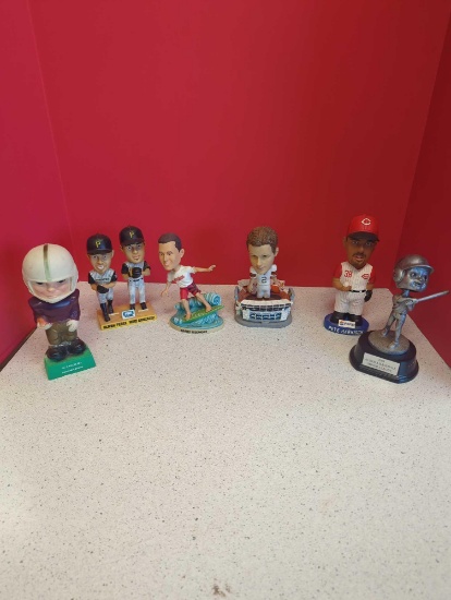 Vintage Bobbleheads football, baseball-- Brady sizemore, Ashland College, Pete Harnisch and more