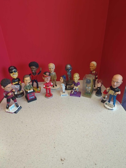 Bobbleheads-- all different, sports and genre