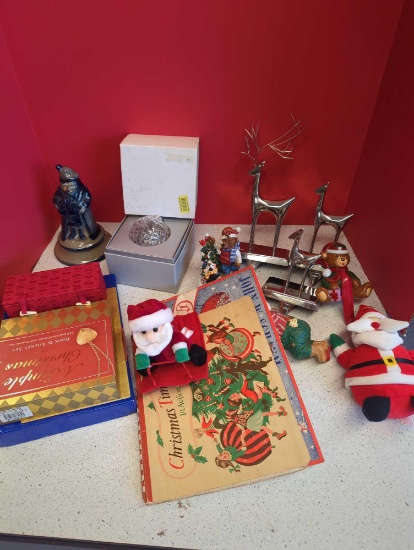 Christmas-- Waterford Crystal ornament, Beaumont brothers pottery, song books, stocking holders