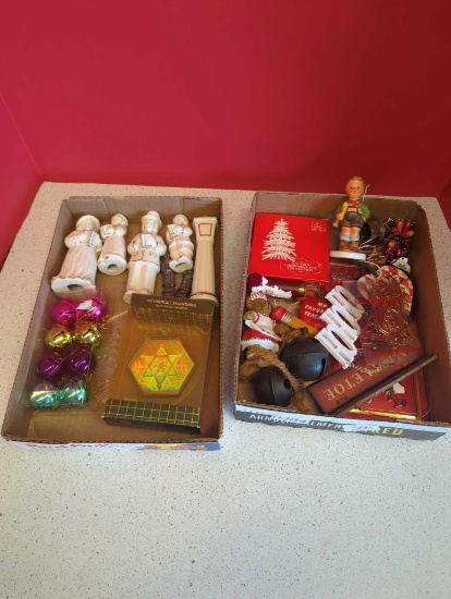 Christmas lot-- carolers, bells, Hummel, ornaments