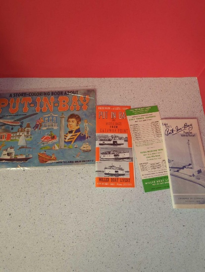 put in bay lake Erie Ohio ephemera-- coloring book, boat livery, map