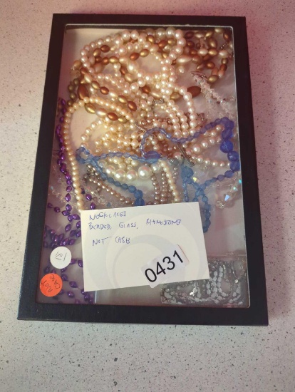 necklaces--beaded, glass, rhinestone