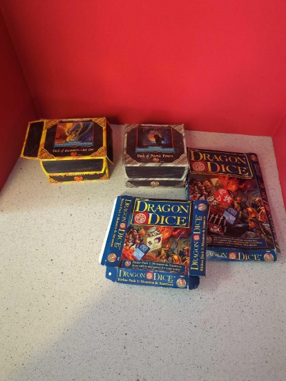dungeons and dragons, deck of psionic powers, deck of encounters, 2 boxes dragon dice