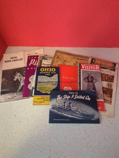 Vintage Travel Guides, road maps, etc