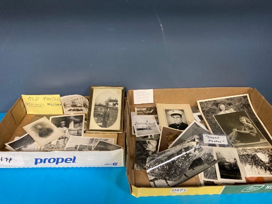 Black and white photos includes military