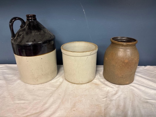 antique crocks handled jug