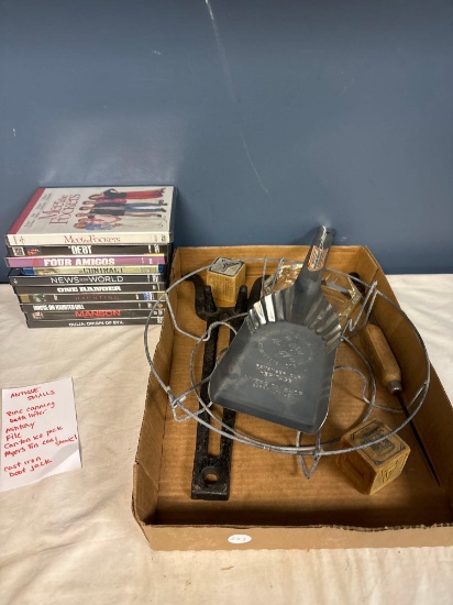 antique smalls zinc canning bath lifter ashtray file DVDs