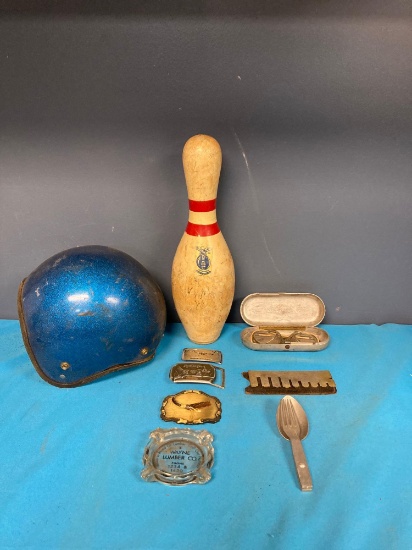Helmet bowling pin goggles belt buckles
