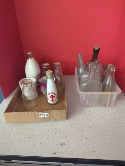 vintage bottles-- western creamery, milk bottles, advertisment