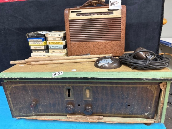 antique radio 8 track tapes Philco transistor microphone