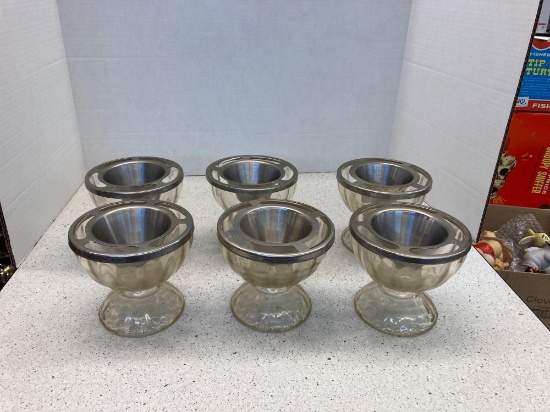 Glass and stainless steel appetizer dishes