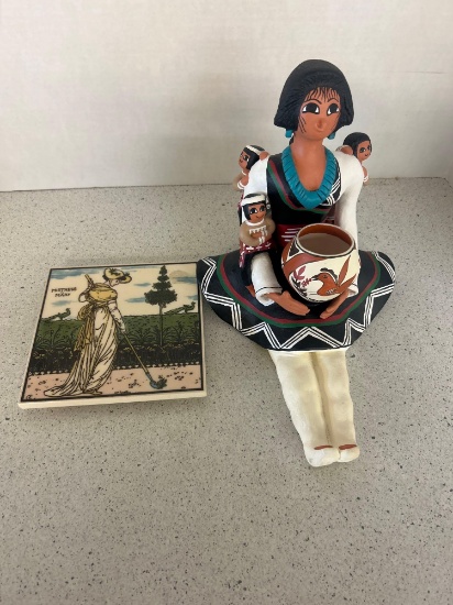 Native American mother pottery and mistress Mary tile