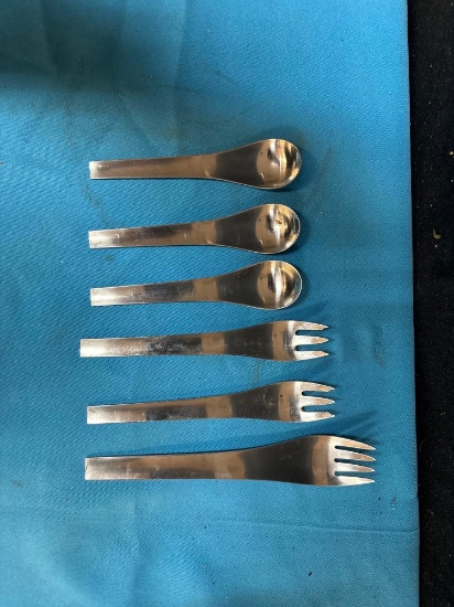Mid Century Danish Modern Georg Jensen Denmark Blue Shark Flatware