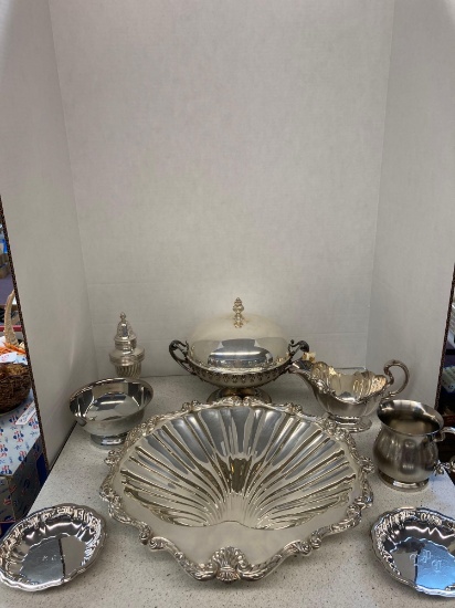 Old Sheffield chafing dish circa 1850 English silver shell dish Reed and Barton more