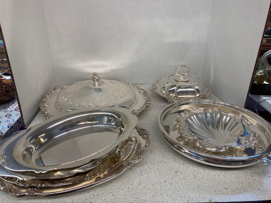 Sterling England covered dish Rogers trays much more