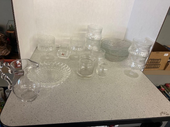 vintage glass crystal plates, bowls, cups shrimp compotes