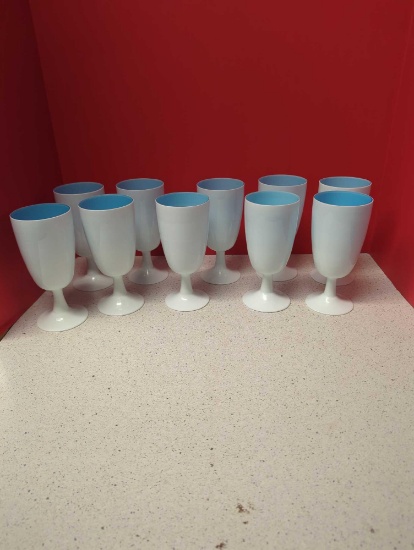 10 Vintage Carlo Moretti blue encased wine glass, water glass