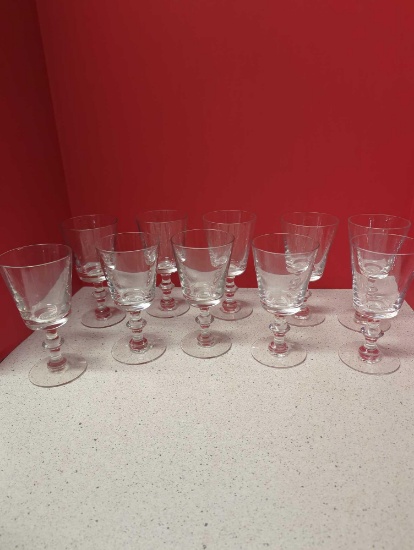 set of 10 clear glass water goblets, wine glasses