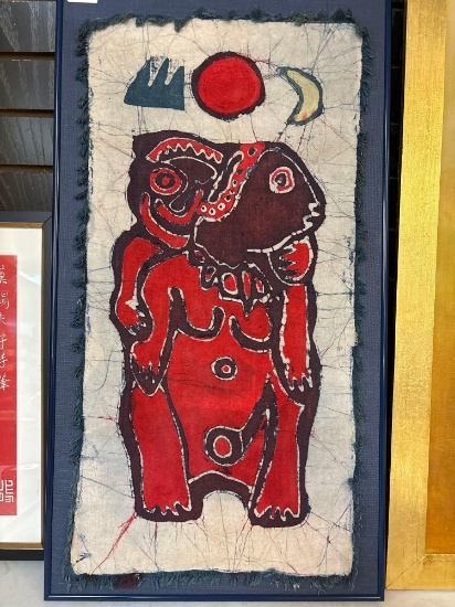 framed painting on cloth 17 x 31?