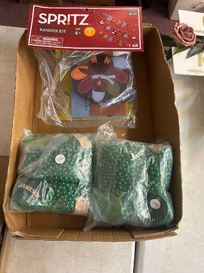 Jameson Saint Patrick?s day beads and spritz thanksgiving sign