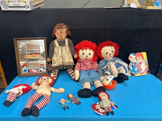 vintage raggedy Ann and Andy dolls and collectibles