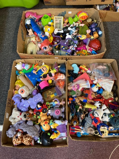 3 flats of miniature toys